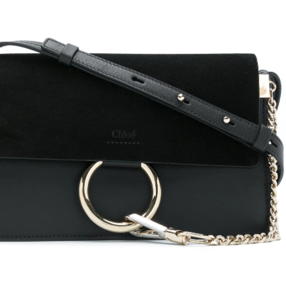 Faya Suede Calfskin Small Shoulder Bag Black
